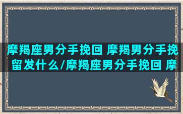 摩羯座男分手挽回 摩羯男分手挽留发什么/摩羯座男分手挽回 摩羯男分手挽留发什么-我的网站